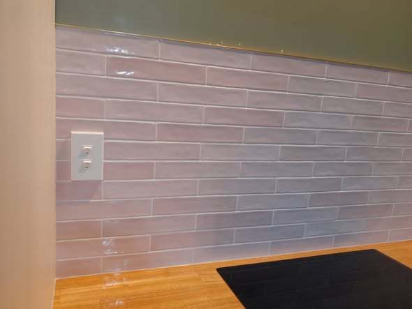 Dusty lavender pink handmade subway splashback